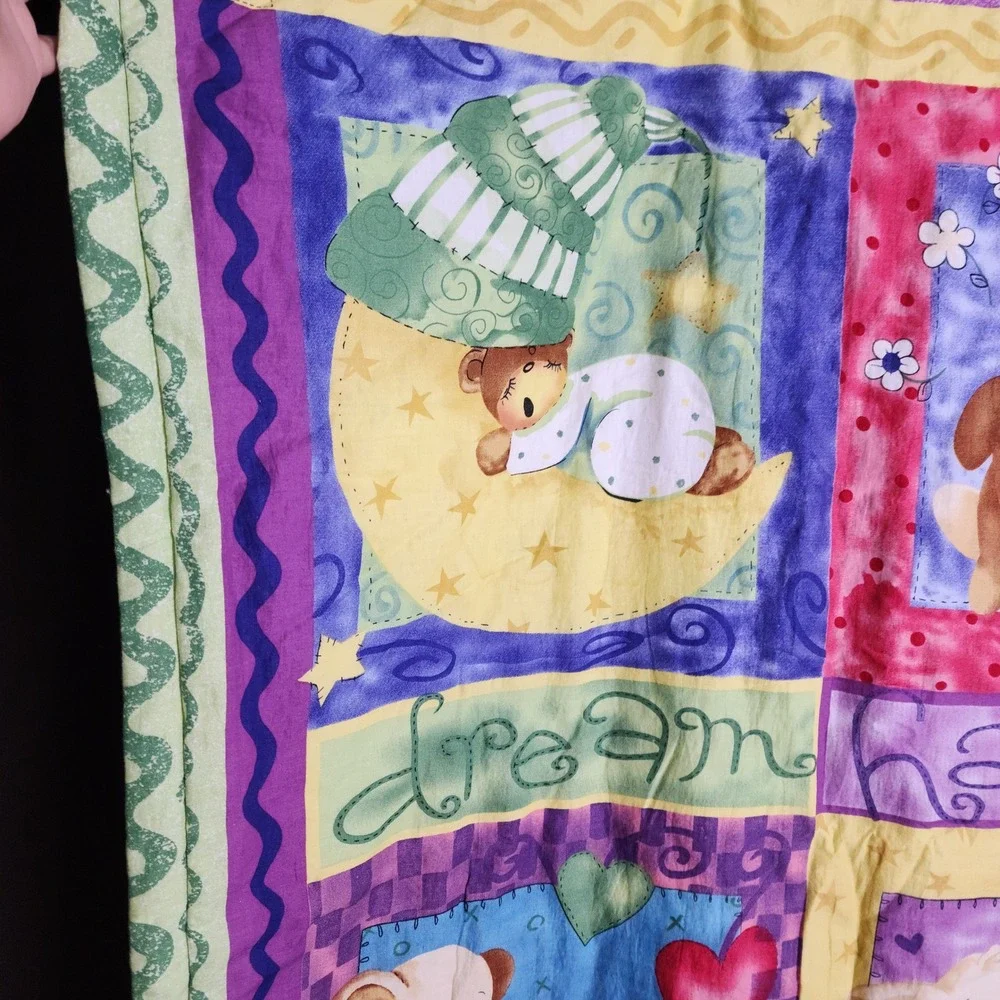 Michelle L Palmer Baby Quilt Reversible Animal Nursery Blanket 32x42 Multicolor